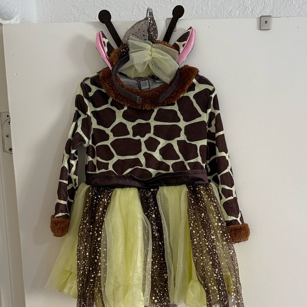 Giraffe Print Kids Costume with Yellow Tutu